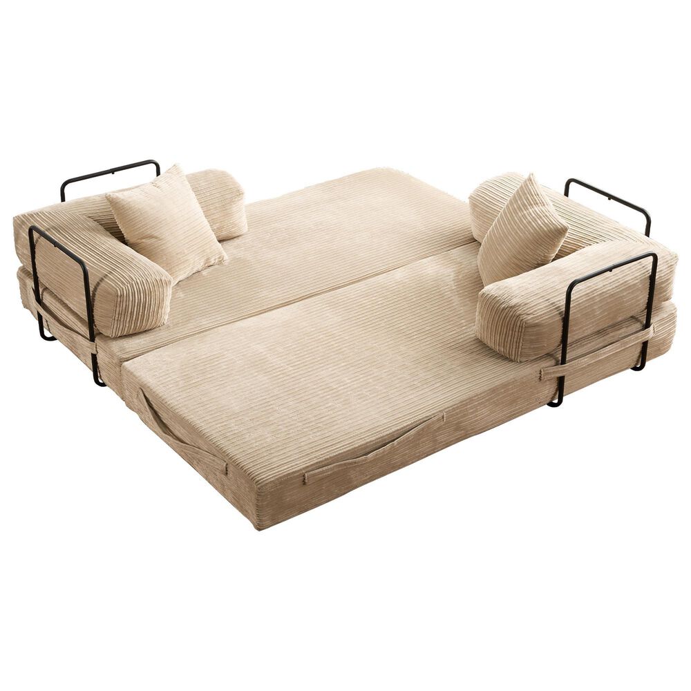 HOMLUX 80" Convertible Modular Sofa Bed in Beige, , large