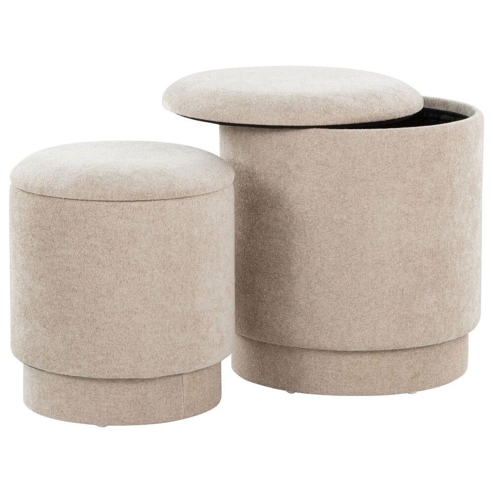 Lumisource Marla 2-Piece Upholstered Ottoman Set in Beige, , large