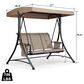 HOMLUX 3-Seat Patio Porch Swing with Weather Resistant Steel Frame and Adjustable Tilt Canopy in Beige, , large