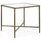 Furniture of America Lalia End Table with Tempered Glass Top and Bullnose Edge in Matte Gold, , large
