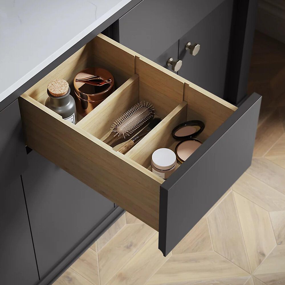 Kohler Alouette 60" Double Bathroom Vanity in Ferrous Grey with 2 cm White Quartz Top and Rectangular Sinks, , large