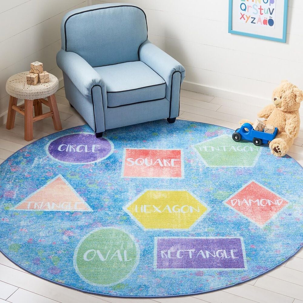 Safavieh Kids Playhouse 5&#39; Round Blue and Pink Rug, , large