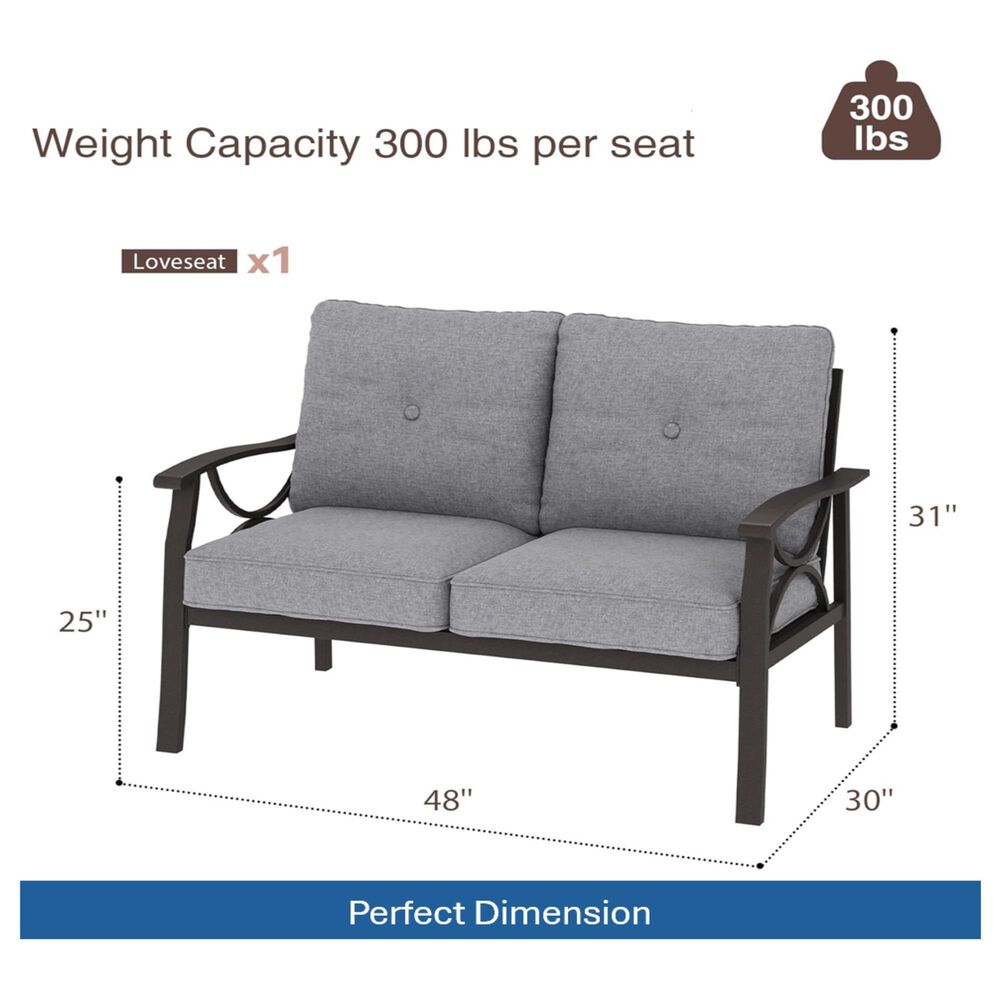 Hearth and Haven Outdoor Loveseat with Black Metal Frame in Gray, , large