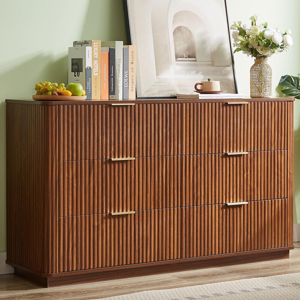 Hearth and Haven 6-Drawer Dresser in Walnut, , large