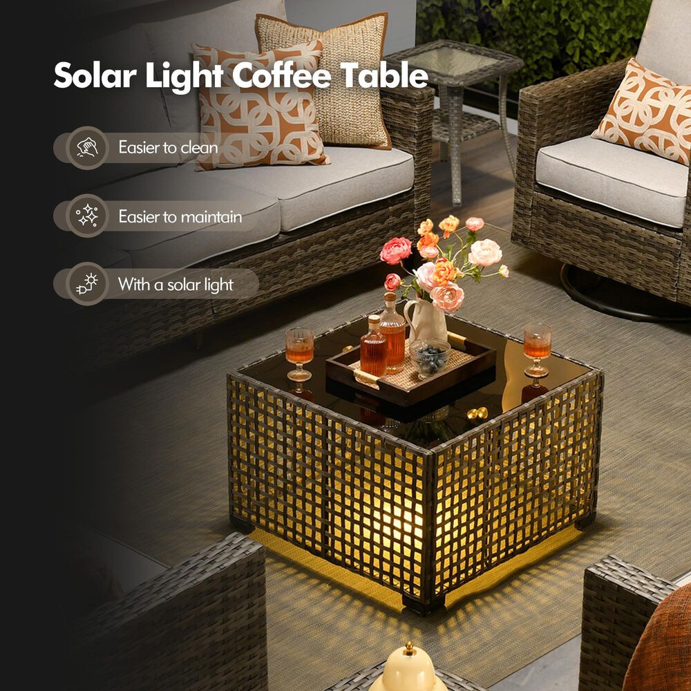 HOMLUX 9-Piece Outdoor Conversation Set in Black, , large