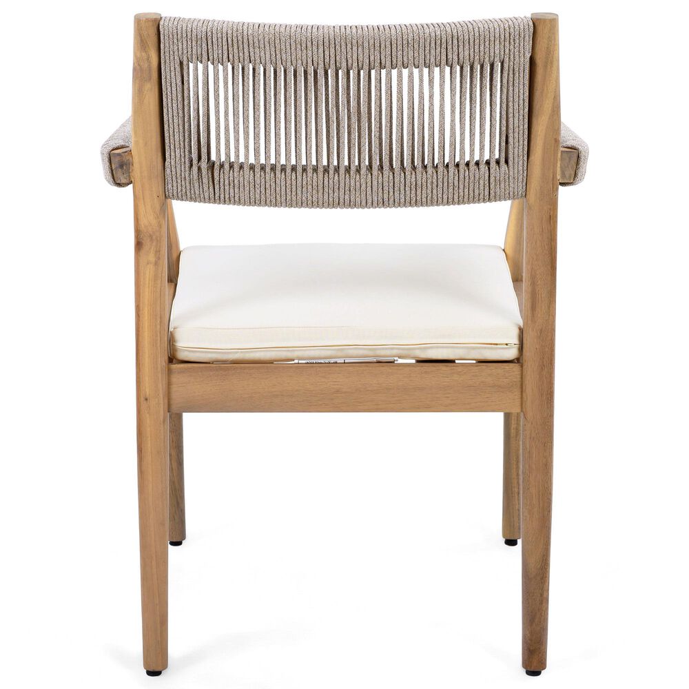 Hearth and Haven 5-Piece Outdoor Dining Set with Cream Cushion in Light Teak, , large