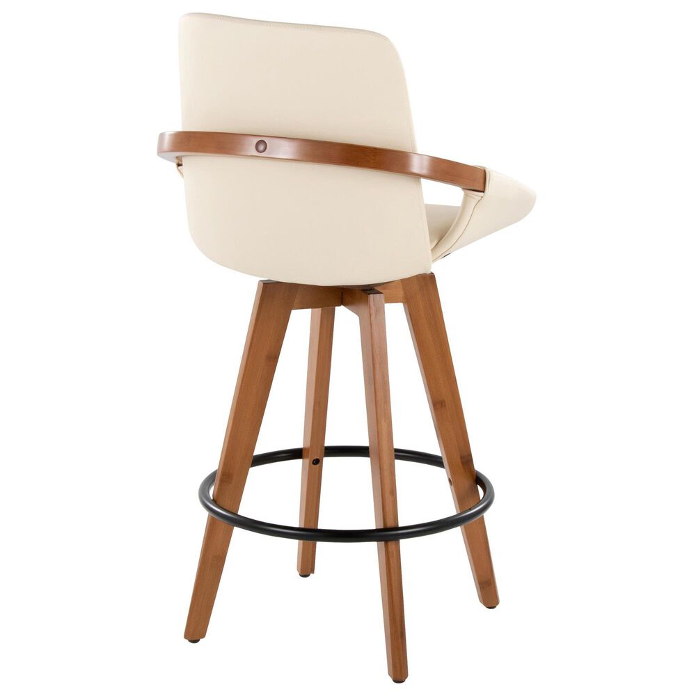 Lumisource Cosmo Swivel Counter Stool with Cream Cushion in Walnut and Black, , large