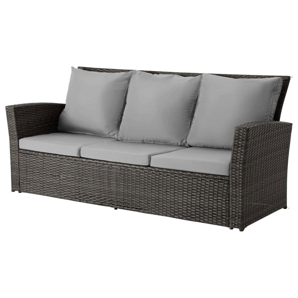 Hearth and Haven Outdoor Sofa with Black Wicker Frame in Gray, , large