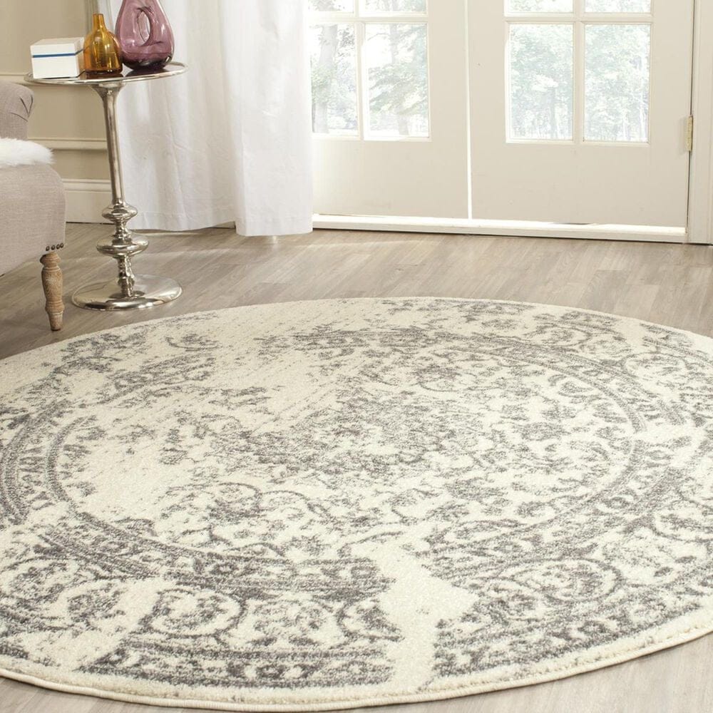 Safavieh Adirondack ADR101B-4R 4" x 4" Ivory/Silver Round Rug, , large