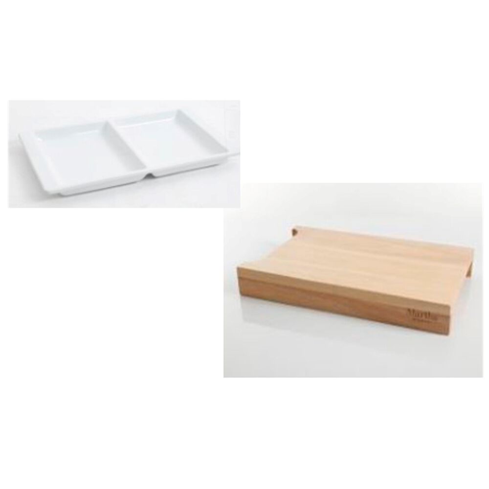Martha Stewart Donbrook 17.7" Rubberwood Cutting Board with Melamine Tray , , large