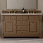 James Martin Vanities Brookfield 60" Double Bathroom Vanity in Pecan with 3 cm Arctic Fall Solid Surface Top and Rectangular Sinks, , large