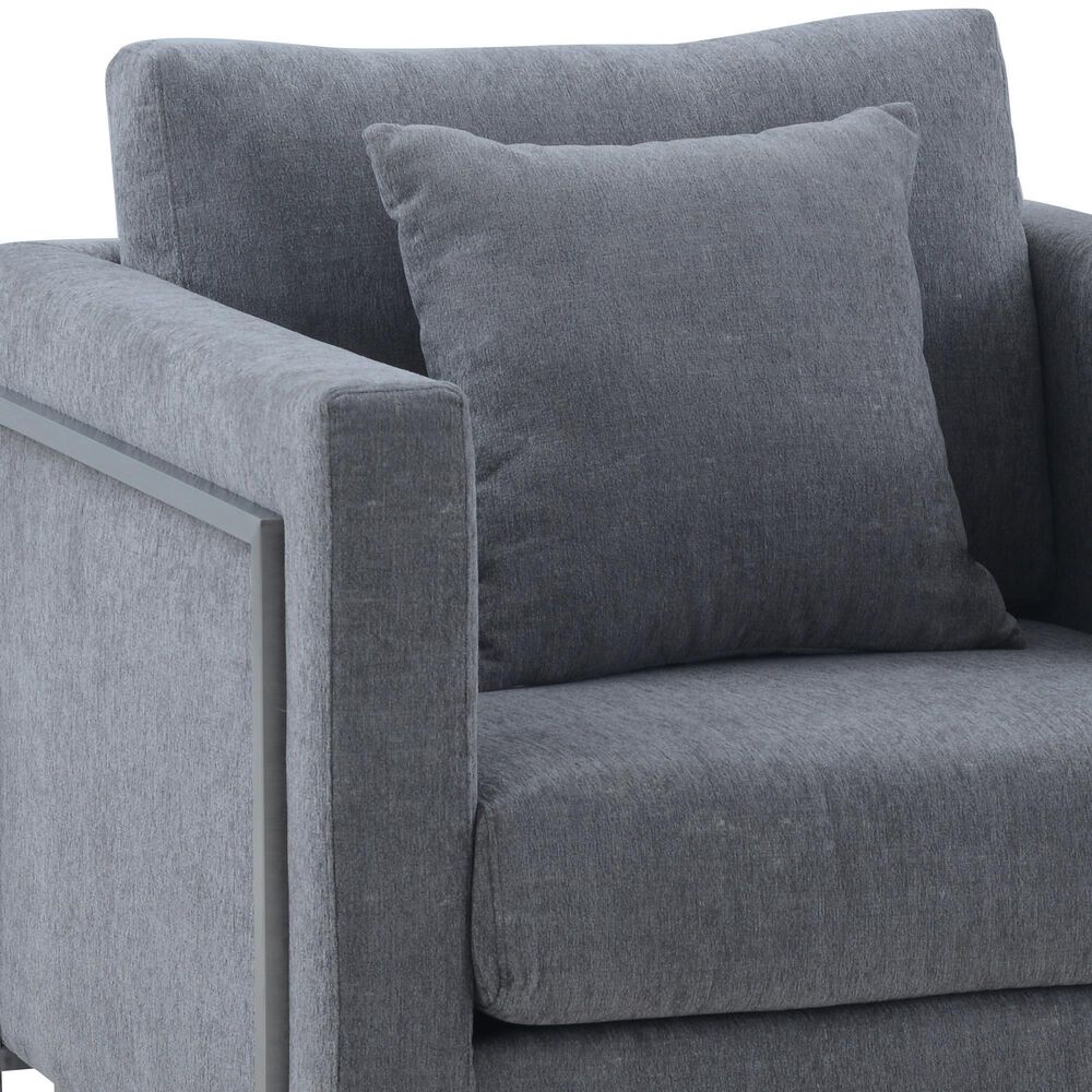 Blue River Heritage 2-Piece Sofa &amp; Chair Set in Gray/Brushed Stainless Steel, , large