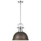 Golden Lighting Duncan 1-Light Pendant with Rod and Rubbed Bronze Shade in Chrome, , large