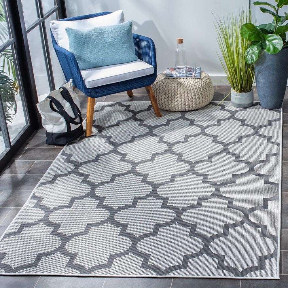 Safavieh Bermuda BMU804B 5&#39;3&quot; x 7&#39;6&quot; Ivory and Grey Indoor/Outdoor Area Performance Rug, , large