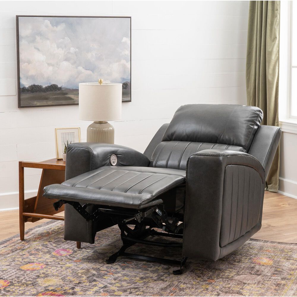 Linon Home Decor Izaiah Power Glider Recliner in Grey, , large