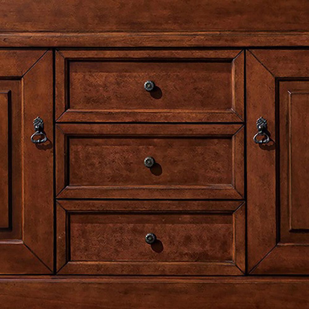 James Martin Vanities Brookfield 60&quot; Double Bathroom Vanity in Warm Cherry with 3 cm Eternal Jasmine Pearl Quartz Top and Rectangle Sinks, , large