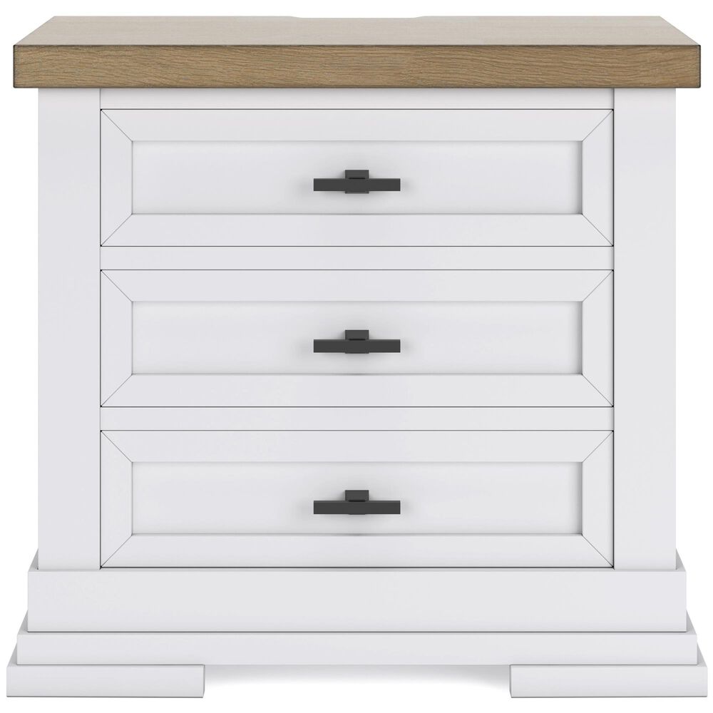 Ashley Ashbryn Nightstand in White and Natural with USB Ports, , large
