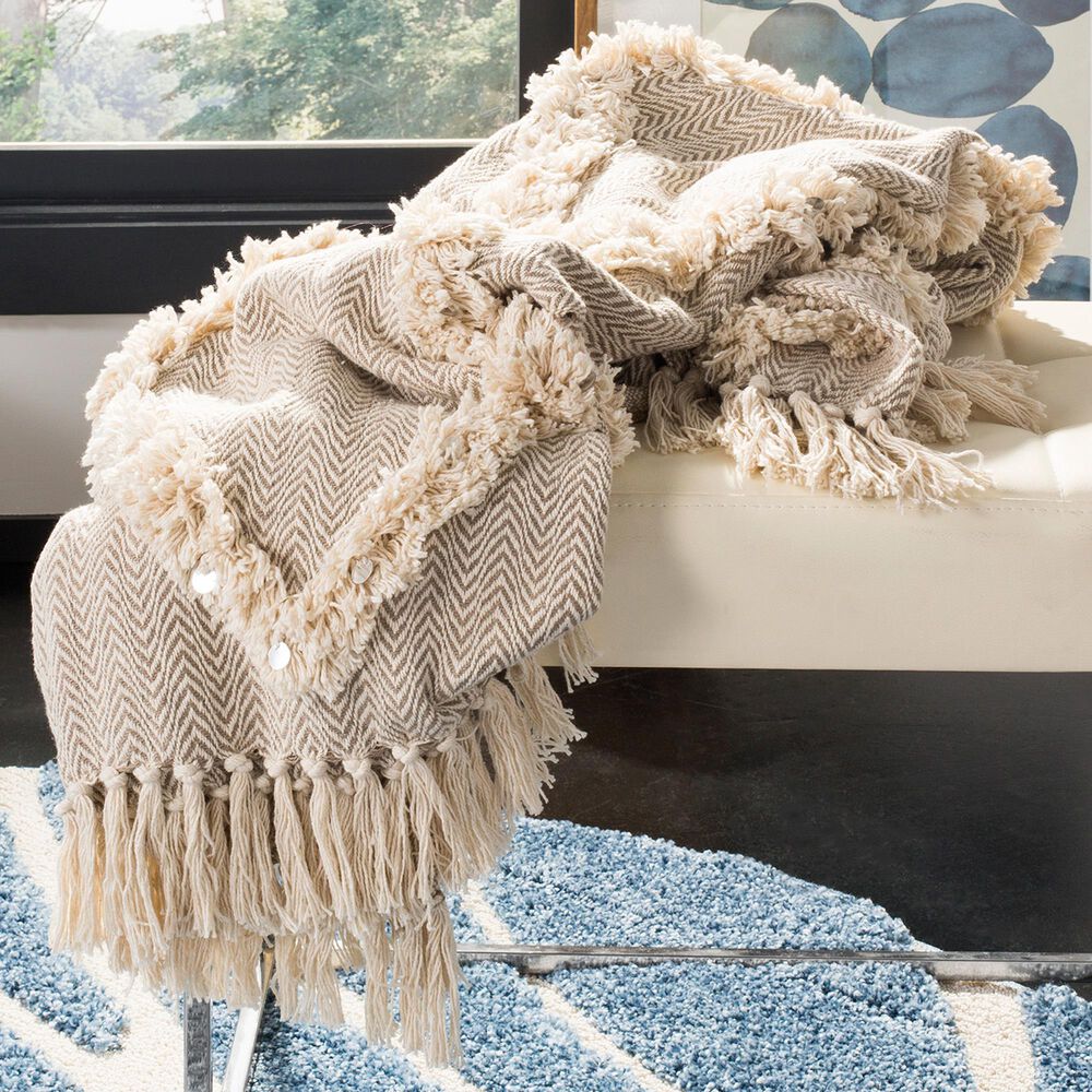 Safavieh Lachlan 50" x 60" Throw in Beige, , large