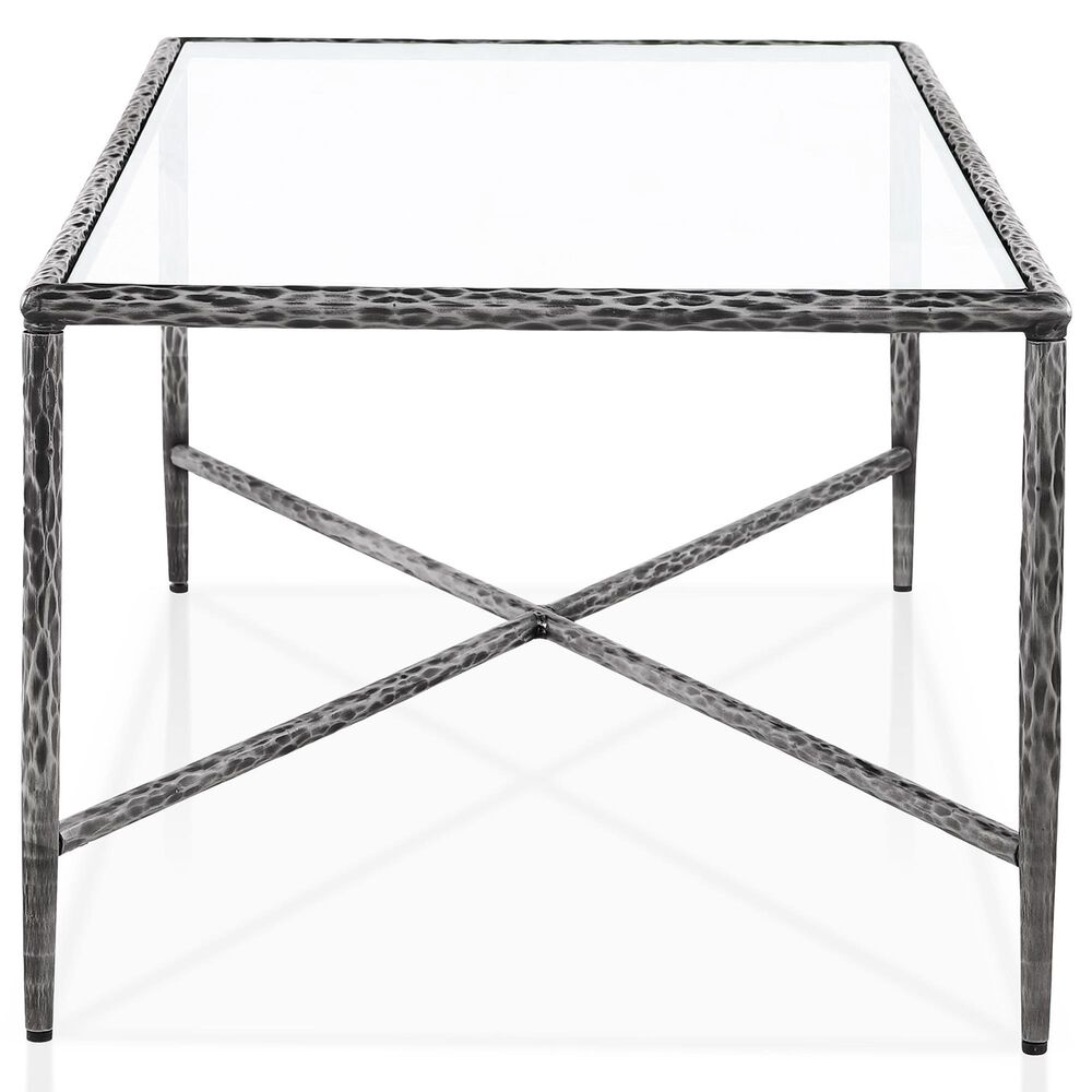 Furniture of America Lalia Coffee Table with Tempered Glass Top and Bullnose Edge in Gun Metal, , large