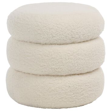 Blue Sun Designs Jolo Pouf Ottoman in White Sherpa, , large