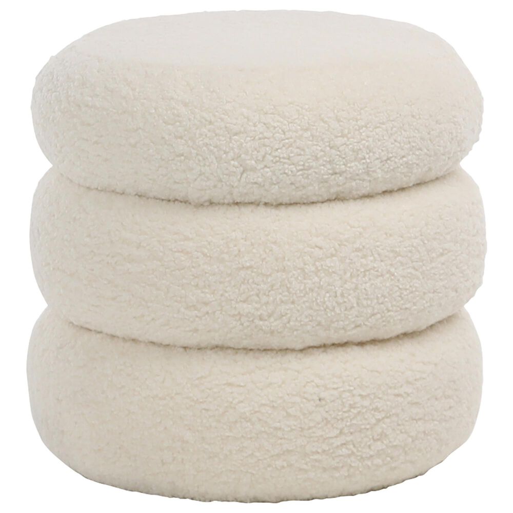 Blue Sun Designs Jolo Pouf Ottoman in White Sherpa, , large