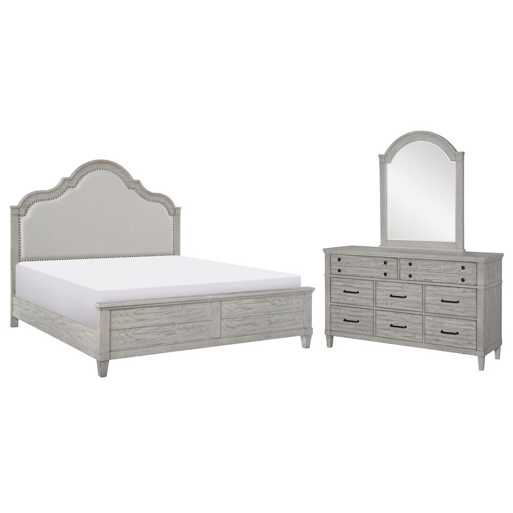 Legacy Classic Belhaven 3-Piece Queen Upholstered Panel Bedroom Set in Weathered Plank, , large