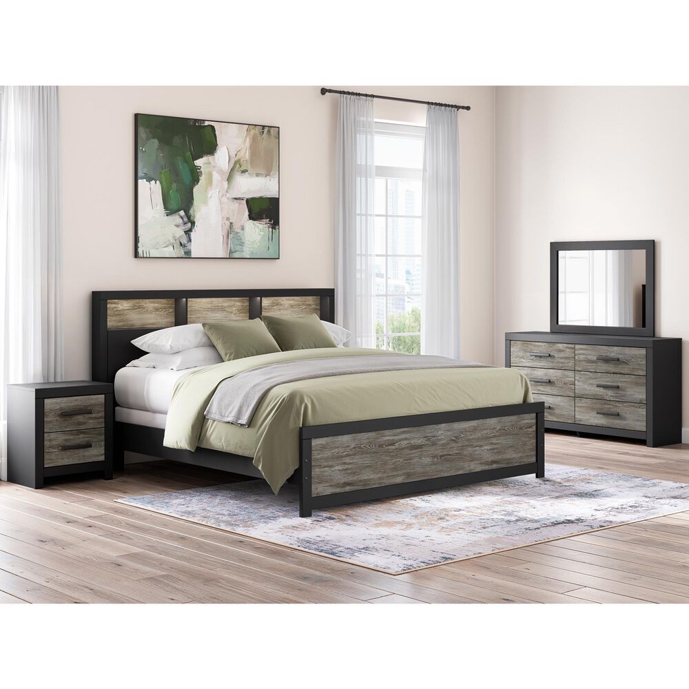 Ashley Broachmyn King LED Bookcase Bed in Black and Gray, , large