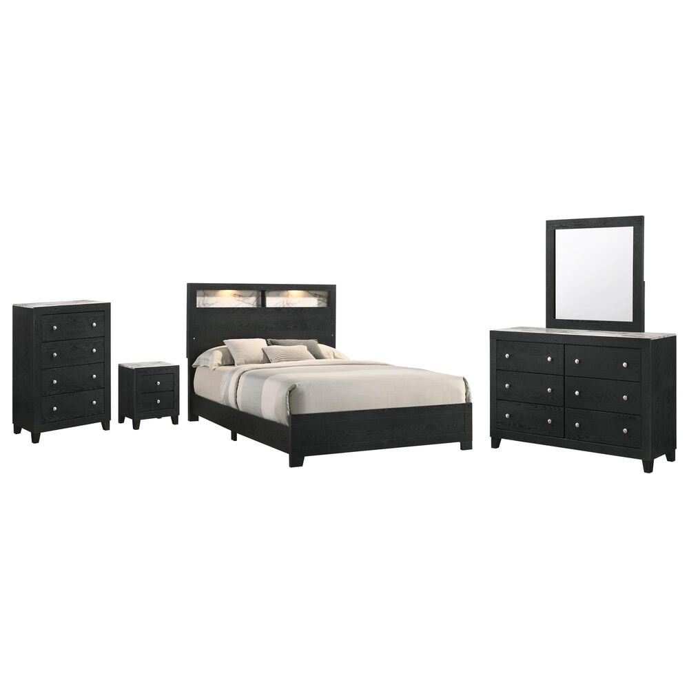 Crown Mark Cadence 5-Piece King Bedroom Set in Black and White, , large
