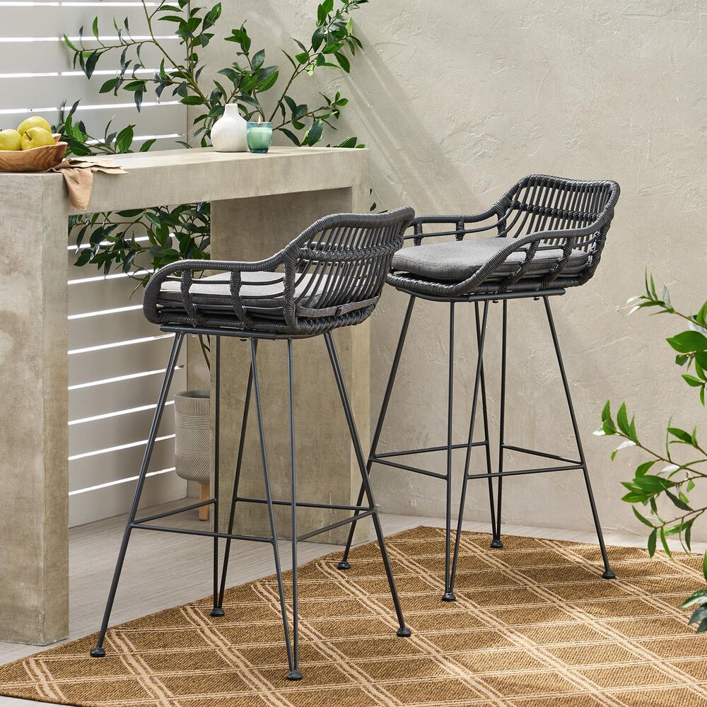 Hearth and Haven Dale Bar Stool in Grey &#40;Set of 2&#41;, , large