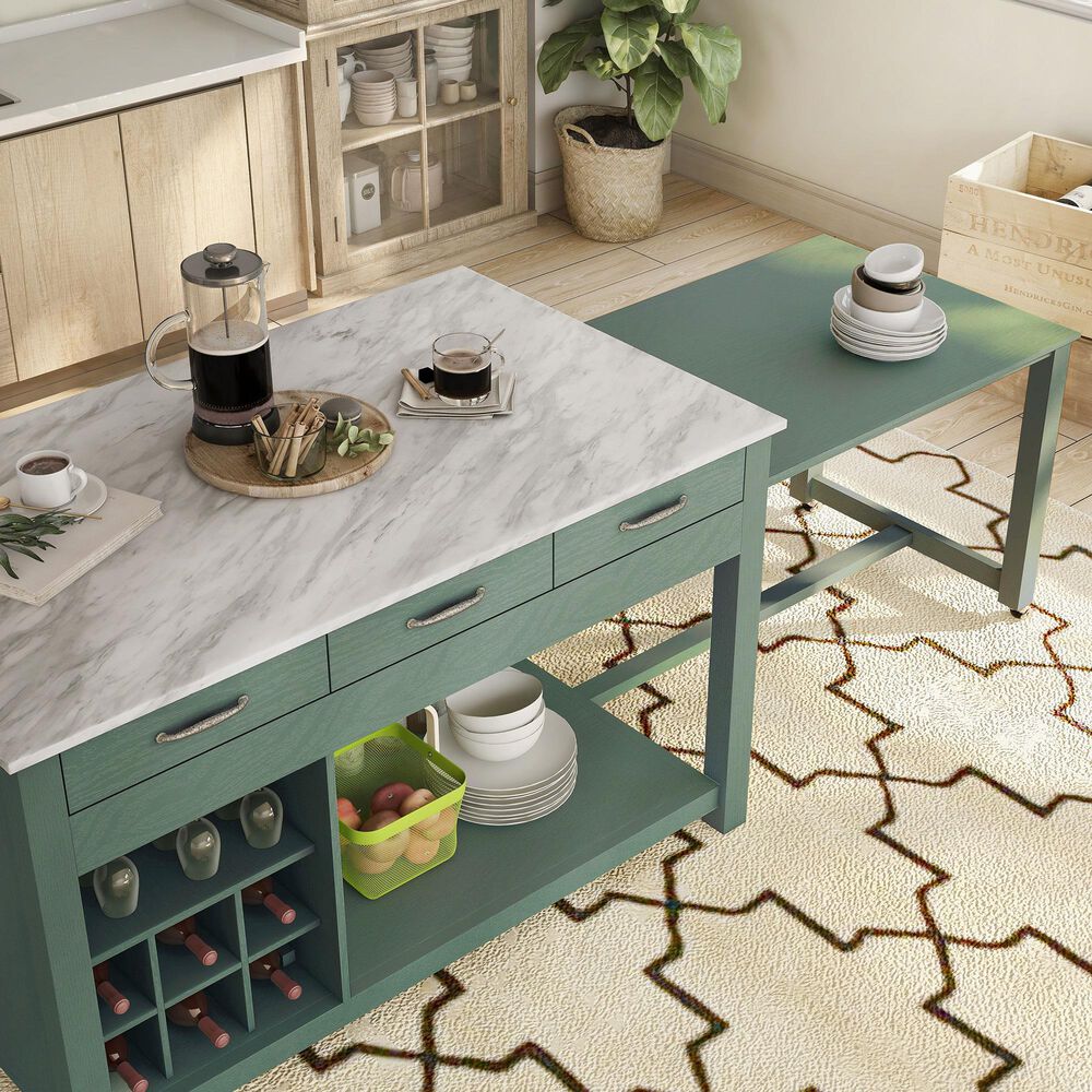 Furniture of America Kling Kitchen Island in Green and White, , large