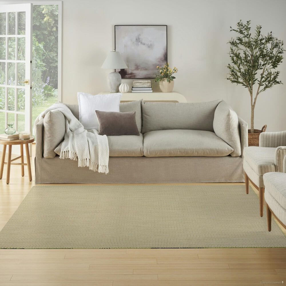 Nourison Courtyard Ivory and Green 5&#39; x 7&#39; Indoor/Outdoor Area Rug, , large
