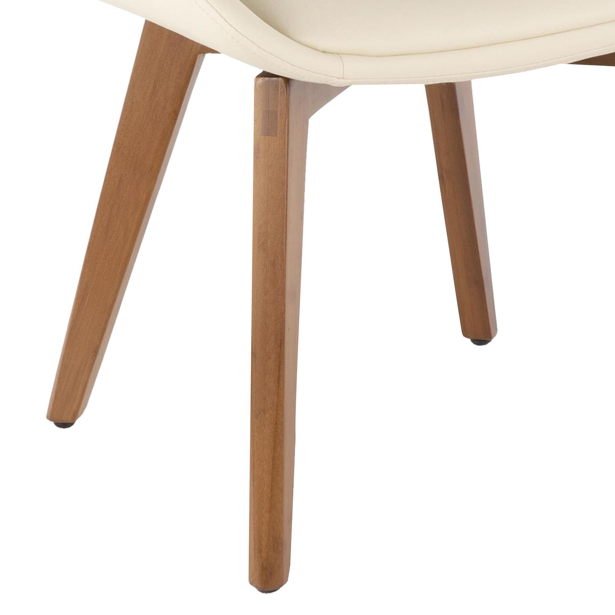 LumiSource Cosmo Arm Chair with Cream Faux Leather Cushion in Walnut