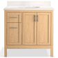 Kohler Hadron 36" Single Bathroom Vanity in Light Oak with 3 cm Bianco Bella Quartz Top and Oval Sink, , large