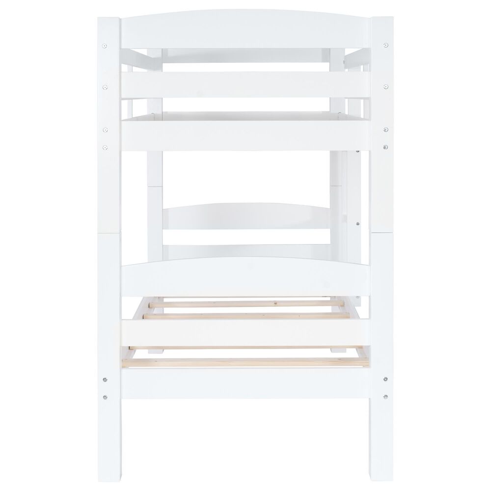 Linon Home Decor Levi Twin Over Twin Bunk Bed in White, , large