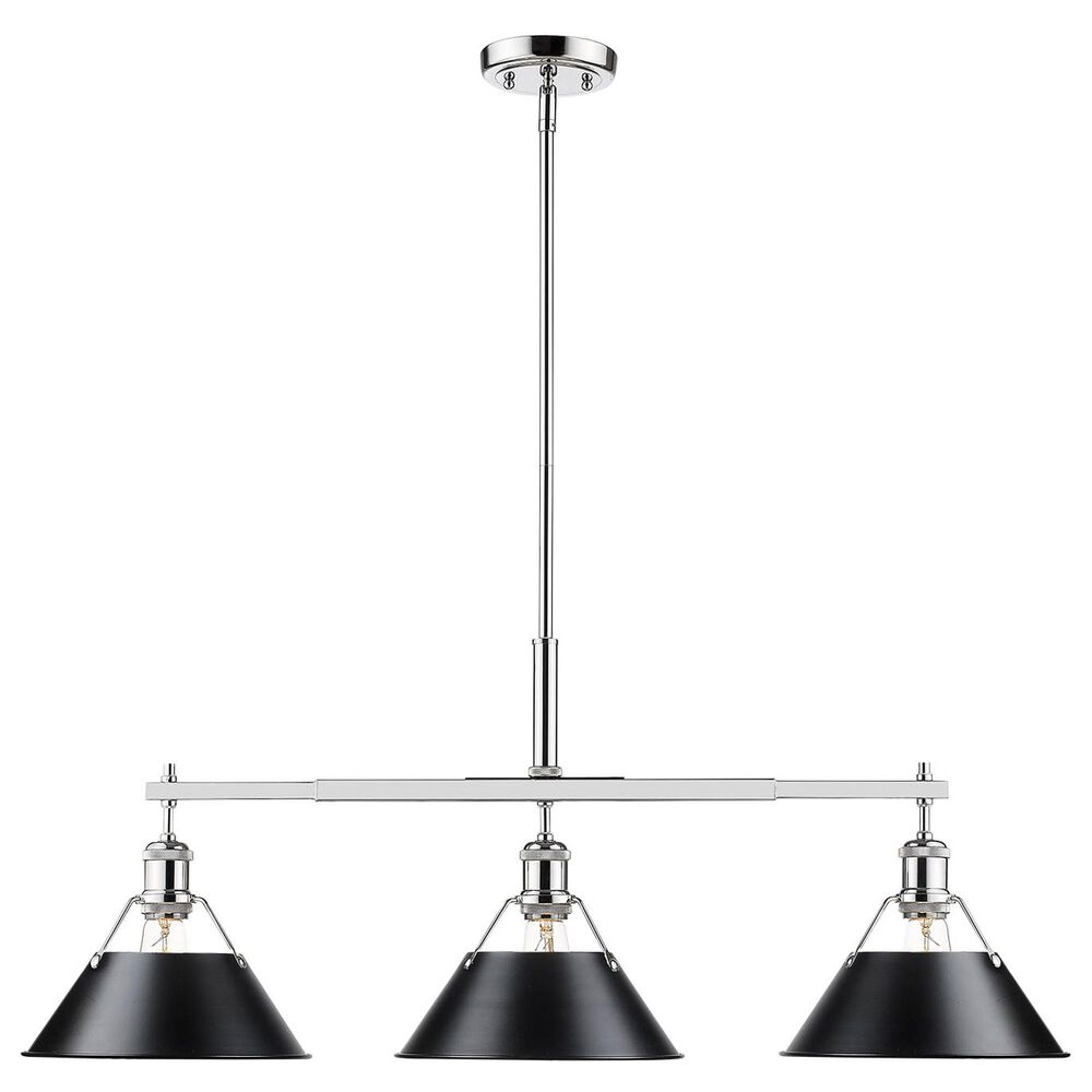 Golden Lighting Orwell 3-Light Linear Pendant with Matte Black Shade in Chrome, , large