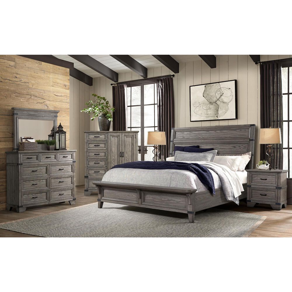 Hawthorne Furniture Forge 9-Drawer Dresser and Mirror in Wire Brushed Steel Gray, , large