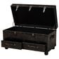 Baxton Studio Callum 2-Drawer Storage Trunk Ottoman Set in Distressed Dark Brown, , large