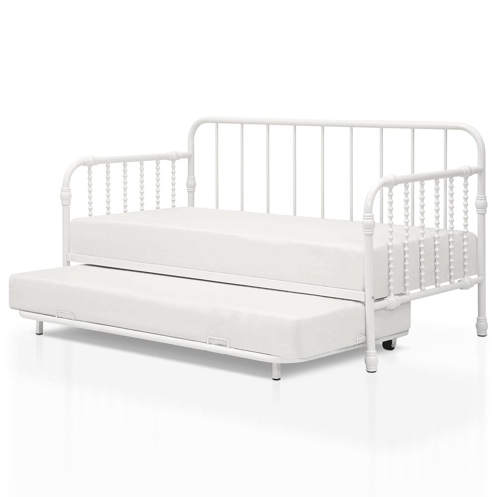 Furniture of America Wren Twin Daybed with Trundle in White, , large