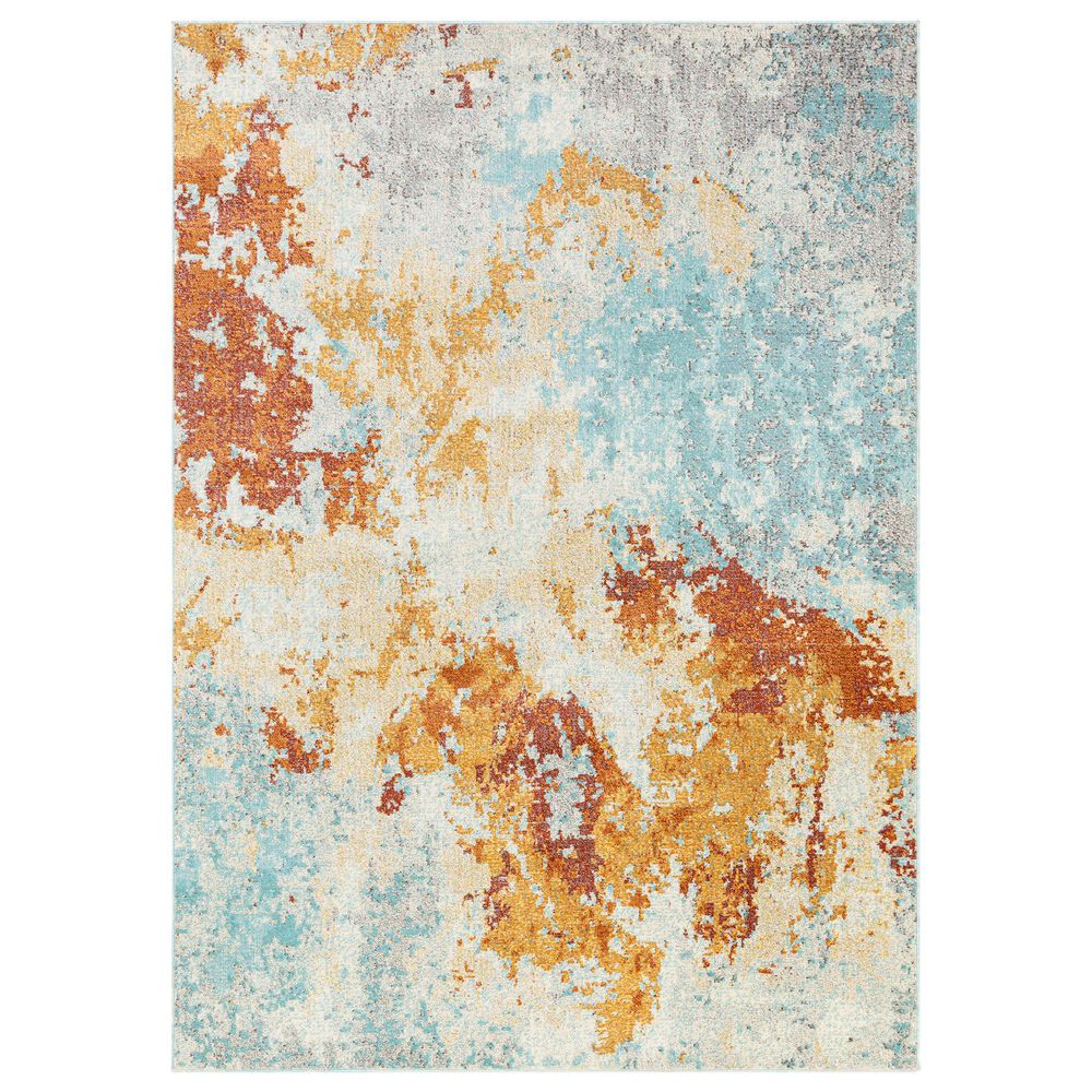 Surya Bodrum 5"3" x 7"3" Orange, Saffron, Gray and Blue Area Rug, , large