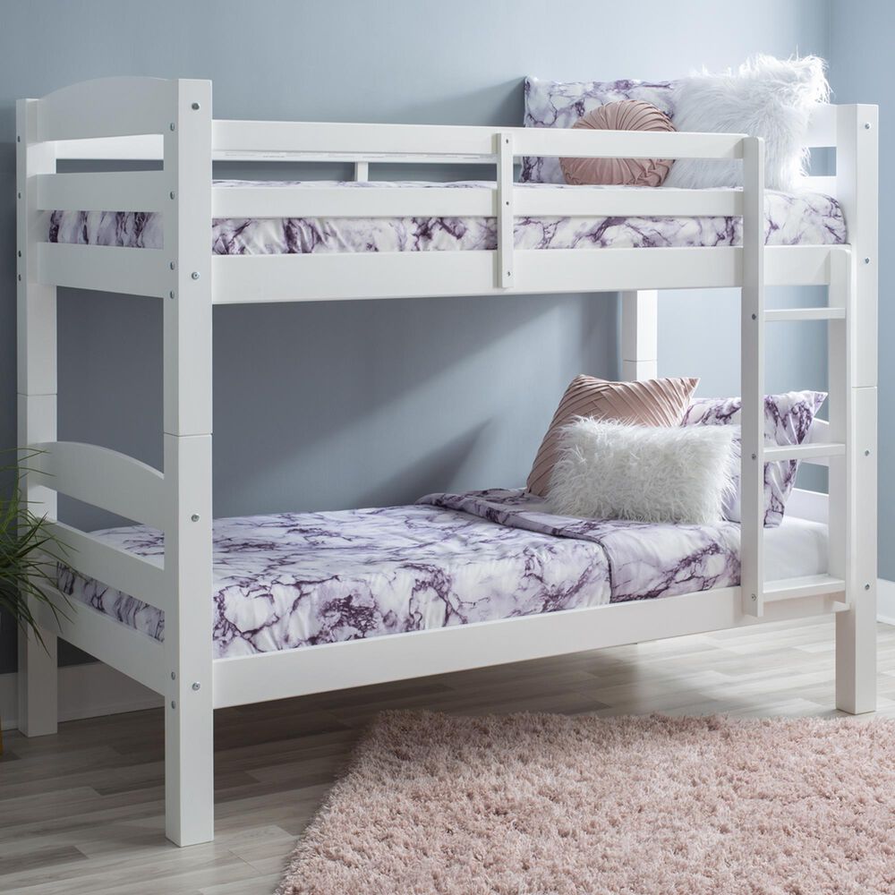 Linon Home Decor Levi Twin Over Twin Bunk Bed in White, , large