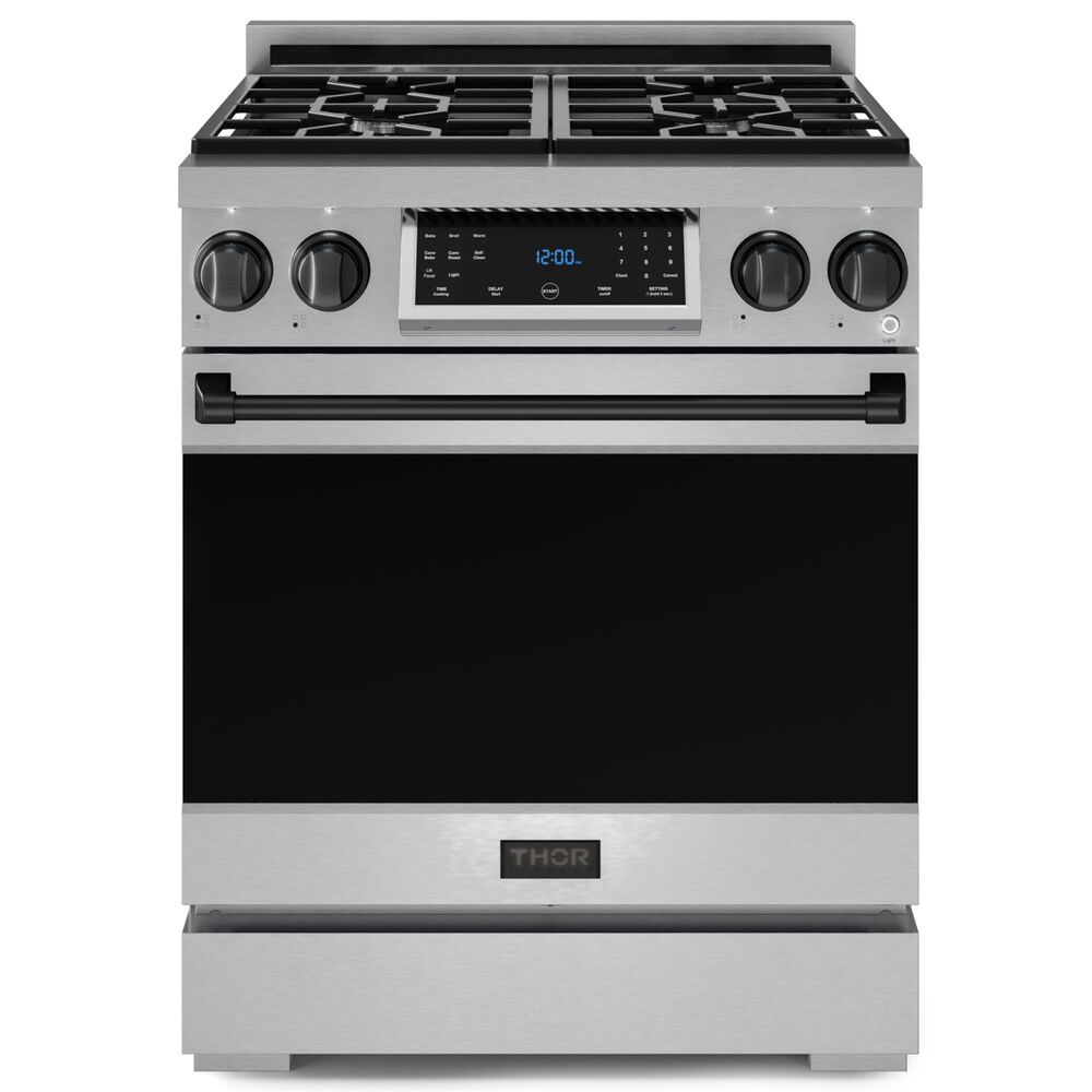 Thor Kitchen Gordon Ramsay 4.55 Cu. Ft. 30" Professional Natural Gas Range with Black Handle Kit in Stainless Steel, , large