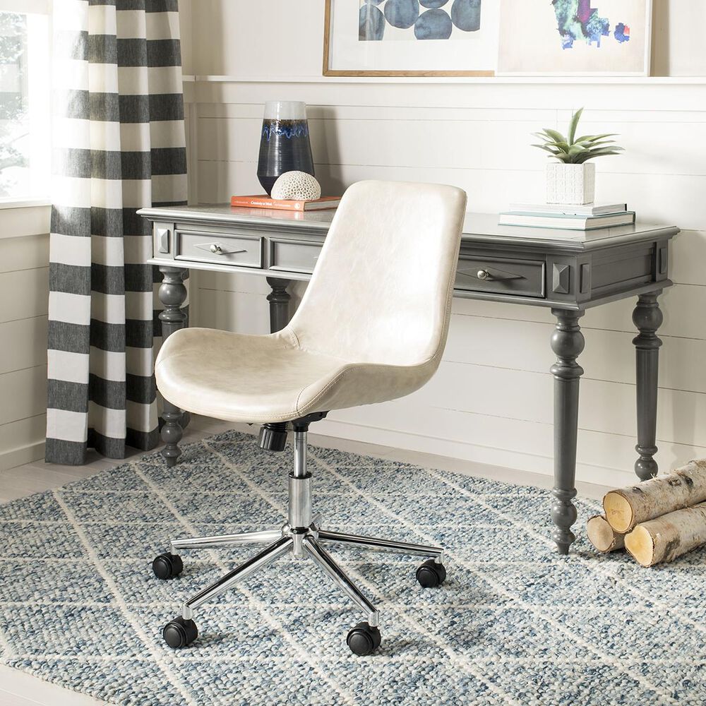 Safavieh Fletcher Swivel Office Chair in Beige/Chrome, , large