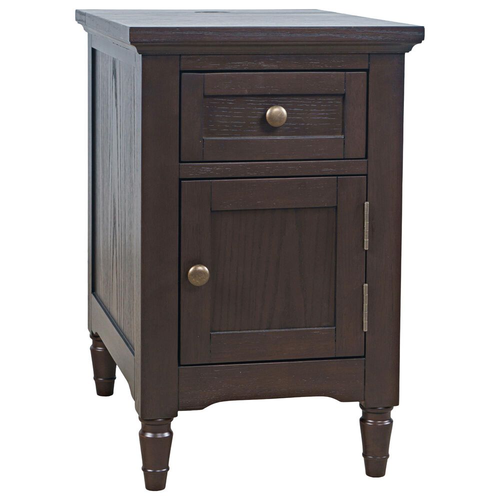 Waltham Brentwood Power Chairside Table in Arbor Oak, , large
