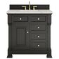 James Martin Vanities Brookfield 36" Single Bathroom Vanity in Black Onyx with 3 cm Victorian Silver Quartz Top and Rectangular Sink, , large