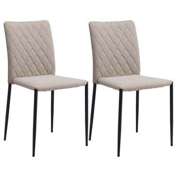 Zuo Modern Harve Dining Chair in Beige/Black (Set of 2), , large