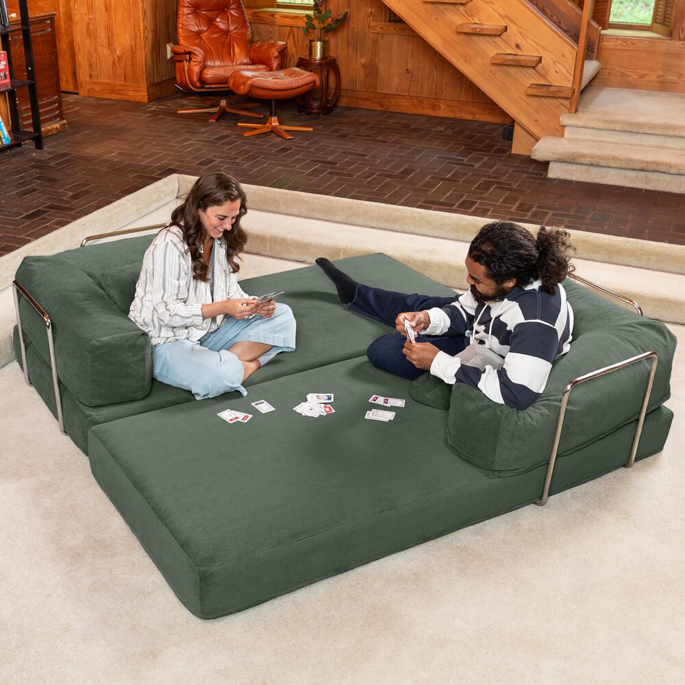 Jaxx Unsofa Stationary Loveseat in Forest Dark Green, , large