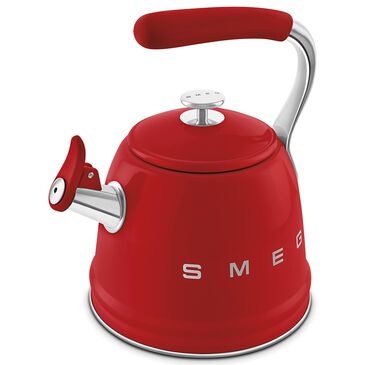 SMEG 2.3L 50"s Style Stovetop Whistling Kettle in Red, , large
