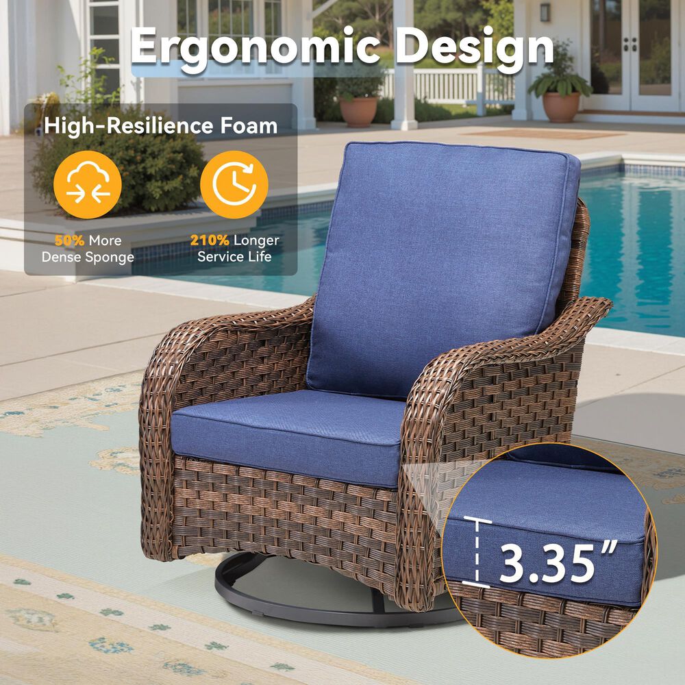 Hearth and Haven 3-Piece Outdoor Bistro Set with Swivel Gliders Rocker in Blue, , large