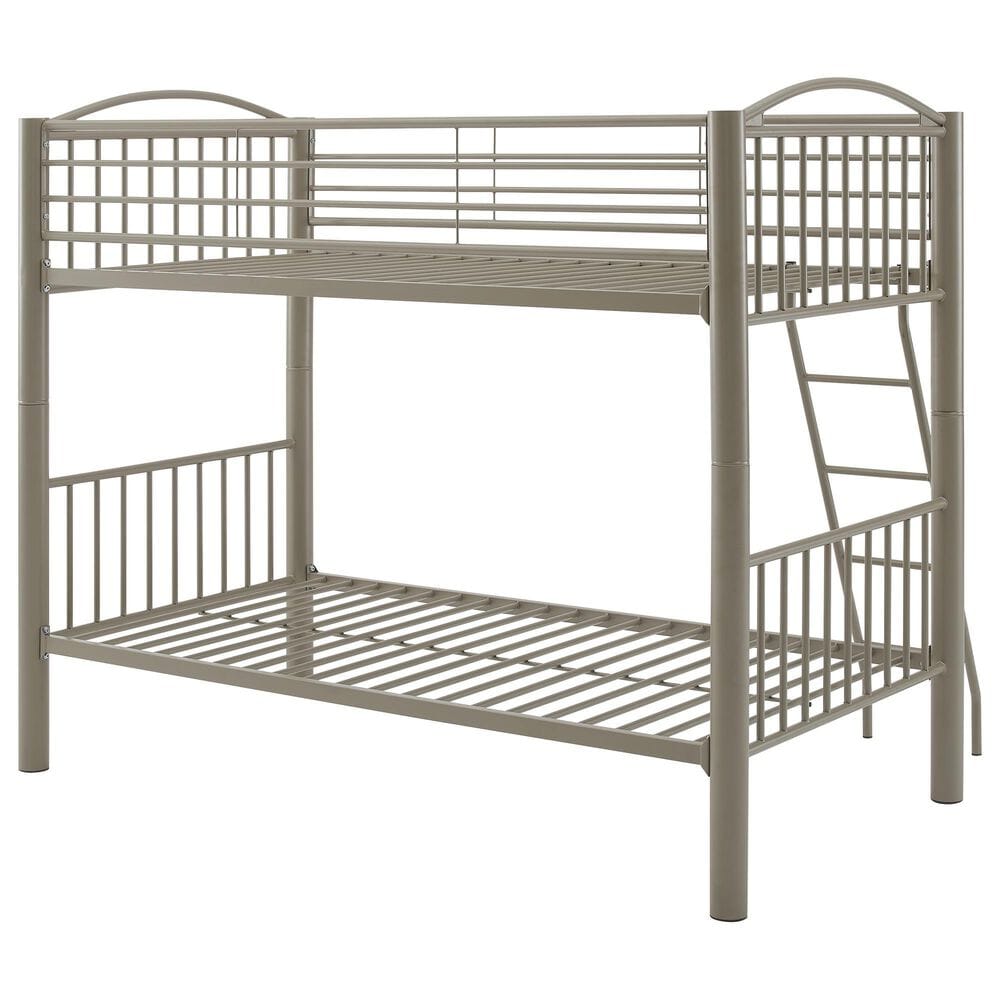 Linon Home Decor Heavy Twin Over Twin Bunk Bed in Pewter, , large