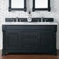 James Martin Vanities Brookfield 60" Double Bathroom Vanity in Antique Black with 3 cm White Zeus Quartz Top and Rectangular Sinks, , large